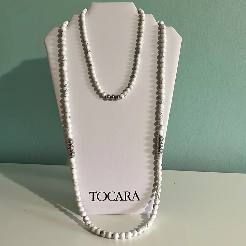 Tocara Marble and Silver Beads Necklace Set - Picture 1 of 2